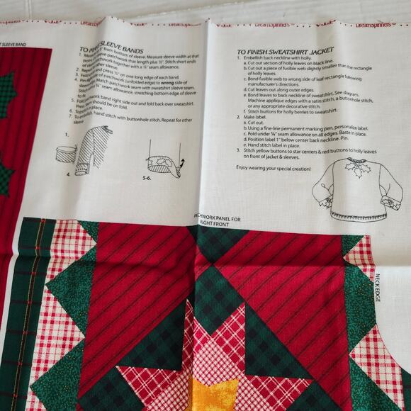 Dream Spinners Country Christmas Sweatshirt Jacket Cut & Sew Fabric Panel NEW - Picture 7 of 8
